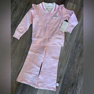 Paris Hilton Pink Ruffled Toddler Tracksuit with Rainbow Sz 3T